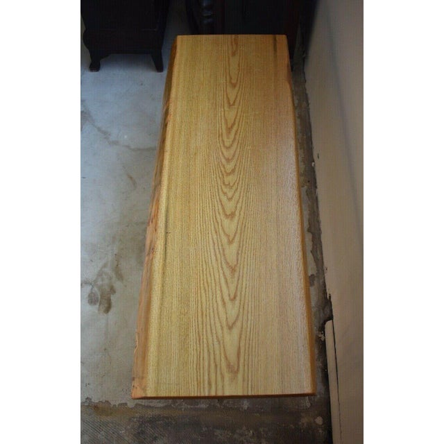 Rustic Vintage Live Edge Wood Slab Bench with Metal Legs For Sale - Image 3 of 9
