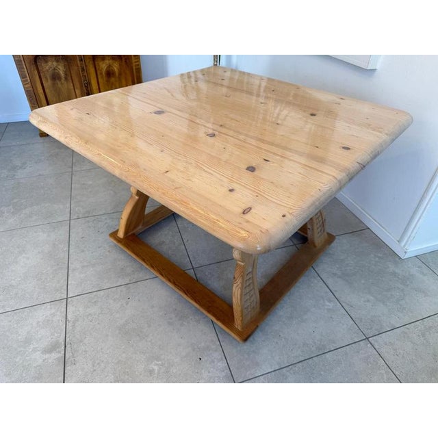 Brown Farmhouse Jogl Table in Spruce Wood, 1970s For Sale - Image 8 of 11