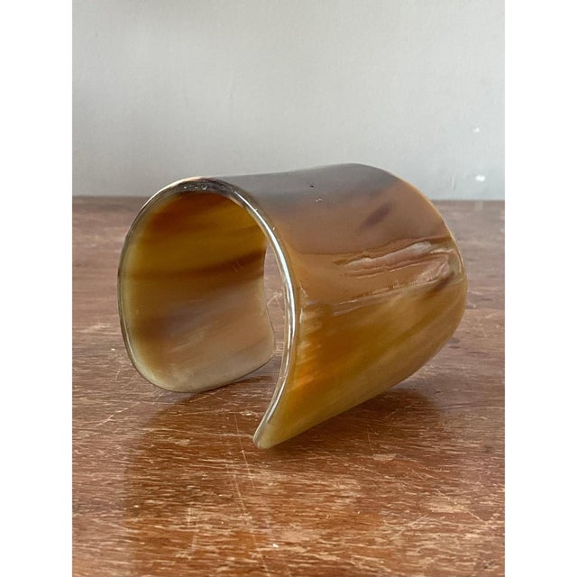 Vintage Faux Buffalo Horn Resin Cuff For Sale - Image 11 of 12