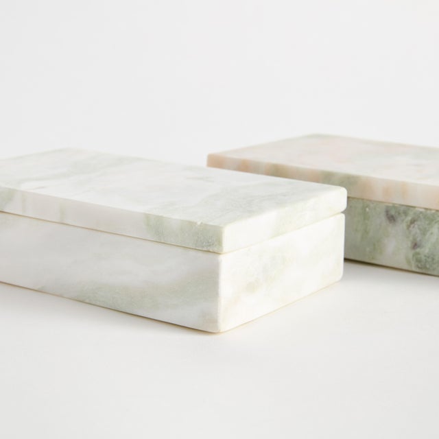 Contemporary Johanna Marble Lidded Boxes, Set Of 2 For Sale - Image 3 of 5