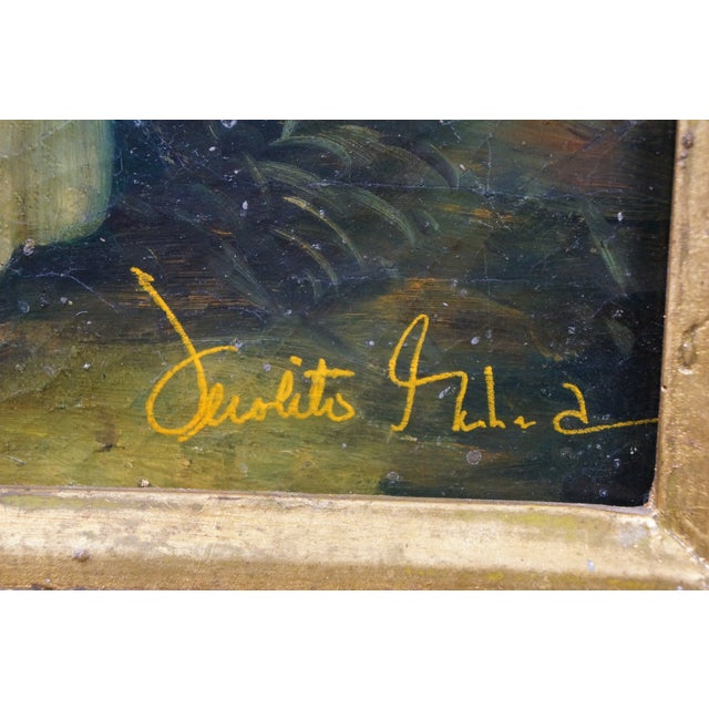 Gold Miss Elizabeth Haverfield Oil on Linen Portrait Painting After Thomas Gainsbourough For Sale - Image 8 of 12