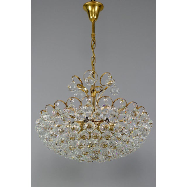 Seven Light Crystal Glass and Gilt Brass Chandelier, Germany, 1970s For Sale - Image 18 of 18