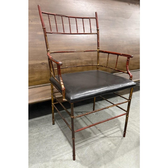 Vintage Chinese Chippendale Cast Iron Faux Bamboo Chair For Sale In New York - Image 6 of 6