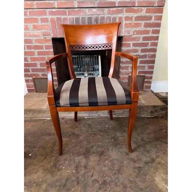 Biedermeier Mid 20th Century Pair Italian Upholstered Armchairs For Sale - Image 3 of 11