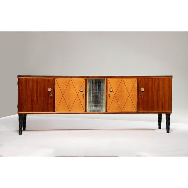 Art Deco Walnut and Maple Sideboard with Handles, 1940 For Sale - Image 4 of 14