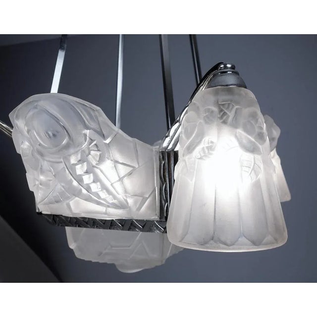 Art Deco Ceiling Lamp from Cristalleries De Compiègne, 1920s For Sale - Image 4 of 13