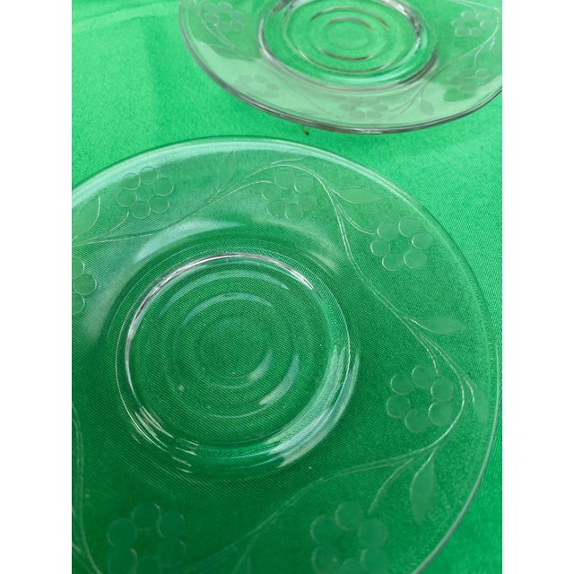 1970s Collection of Small Etched Floral Glass Plates- Set of 10 For Sale In Atlanta - Image 6 of 8