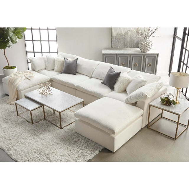 Add transitional style to your living room, family room, or den with this modular ottoman made with Livesmart Peyton-Pearl...