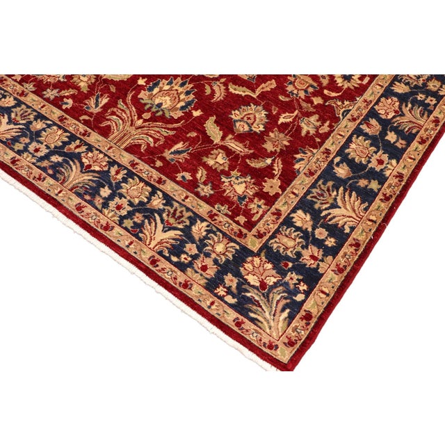 1990s Classic Ziegler Red Blue Hand-Knotted Wool Rug - 6'3'' X 8'10'' For Sale - Image 5 of 8