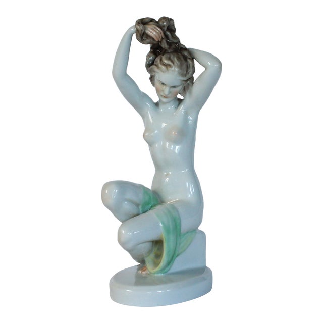 Vintage Herend Porcelain Nude Female Sculpture For Sale