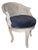 1950s Blue and Grey Cane French Bergere Swivel Chair For Sale