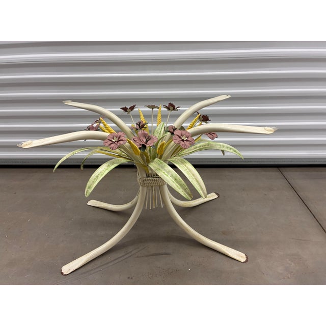 1960s Vintage 1960's Italian Toile Foral Metal Coffee Table Base For Sale - Image 5 of 9