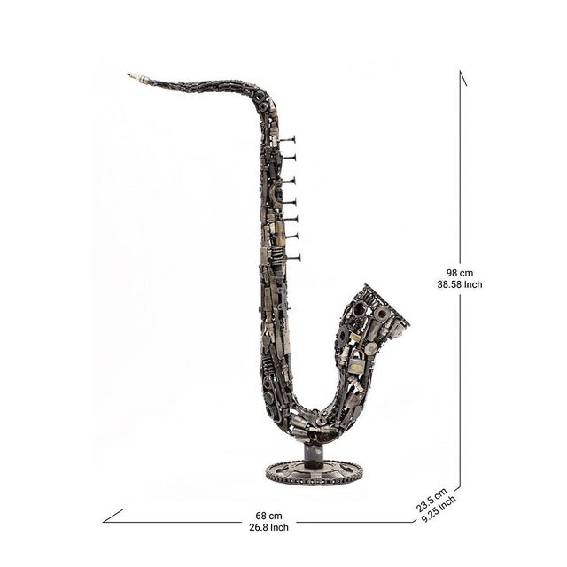 Contemporary Industrial Metal Saxophone Sculpture by Azele Studio For Sale - Image 3 of 11