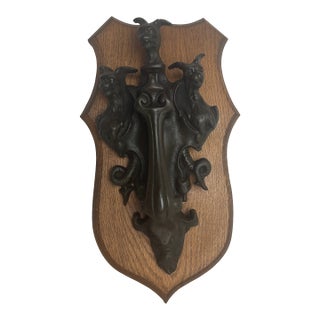 Antique Brass Gargoyle Door Knocker For Sale
