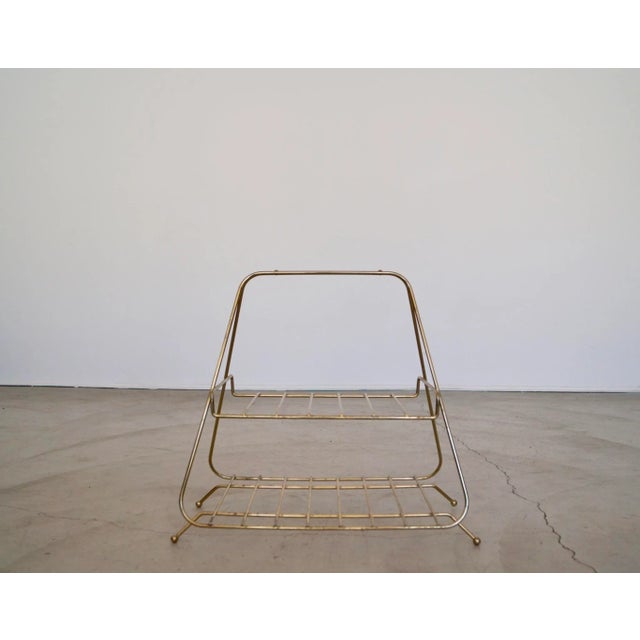 1950's Mid-Century Modern Atomic Brass Magazine Rack For Sale - Image 4 of 13