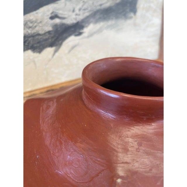 1970s 1970s Vintage Terra Cotta Pot Curved Edges Swirl Motif Antique Style For Sale - Image 5 of 7
