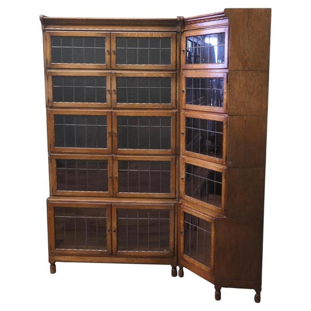 Oak Barrister's Corner Bookcase, 1930 For Sale - Image 9 of 9