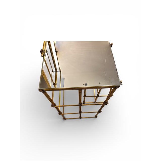 Early 20th Century Hollywood Regency Gilt Gold Faux Bamboo Vanity With Matching Stool- Set of 2 For Sale - Image 4 of 12