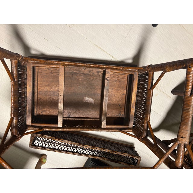 1930s Wicker Rattan Writing Desk & Chair For Sale - Image 10 of 12