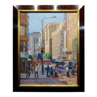 Alex Schaefer -Diamond District Busy Streets in Downtown La -Oil Painting For Sale