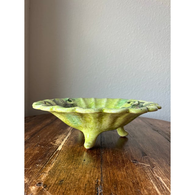 Dipinto Positano Terracotta Tripod Footed Bowl Platter Made in Italy Handcrafted Lemon Design Scalloped edge 11” diameter...