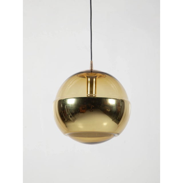 Vintage Brass Globe Pendant Lamp from Peill & Putzler For Sale - Image 4 of 4