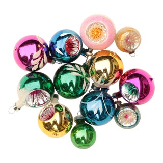 Miniature Blown Glass Christmas Ornaments - Set of 12 For Sale