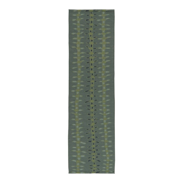 Rug & Kilim’s Scandinavian-Inspired Runner Rug, Blue With Minimalist Patterns For Sale