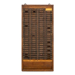American Vintage Oak Time Card Rack For Sale