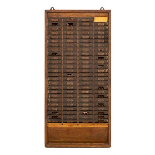 American Vintage Oak Time Card Rack, First Half 20th Century For Sale
