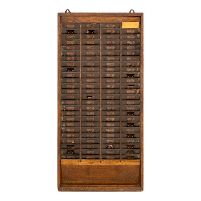 American Vintage Oak Time Card Rack, First Half 20th Century For Sale