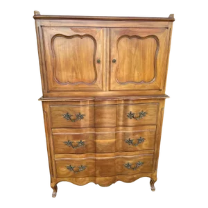 John Widdicomb Grand Rapids Walnut Gentleman's Chest - Louis XV Style - Vintage Mid 20th Century
