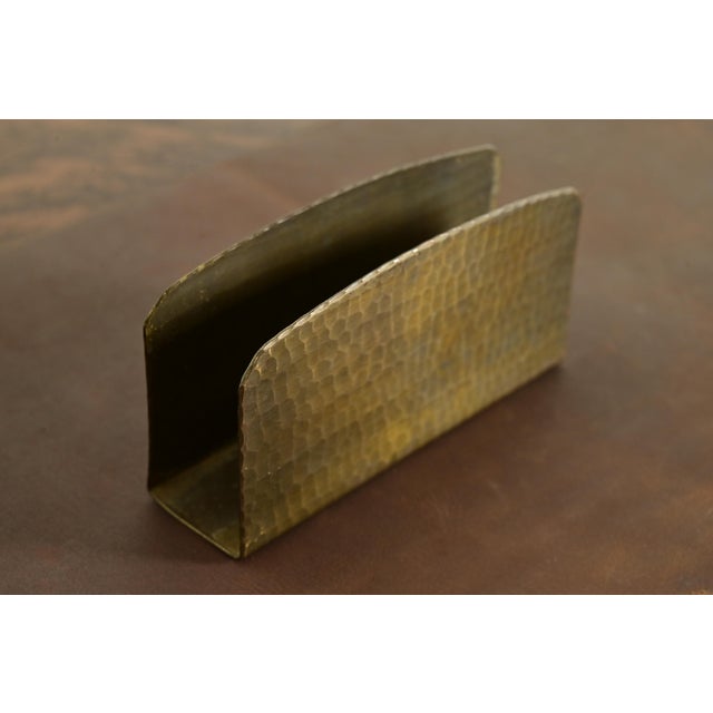 Roycroft Roycroft Arts & Crafts Brass Finished Hammered Copper Letter Rack For Sale - Image 4 of 12