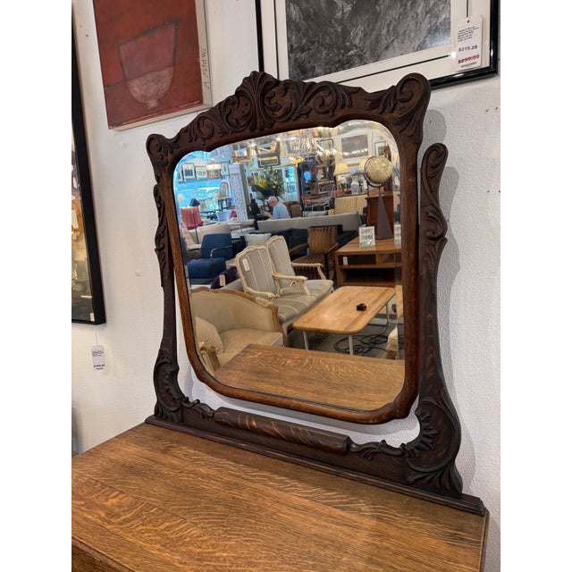 Eastlake Tiger Oak Wood Dresser With Mirror, 19th Century For Sale - Image 10 of 12