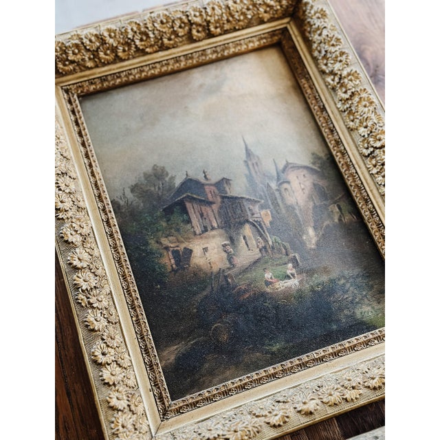 Antique Rustic European Oil Painting For Sale - Image 4 of 5