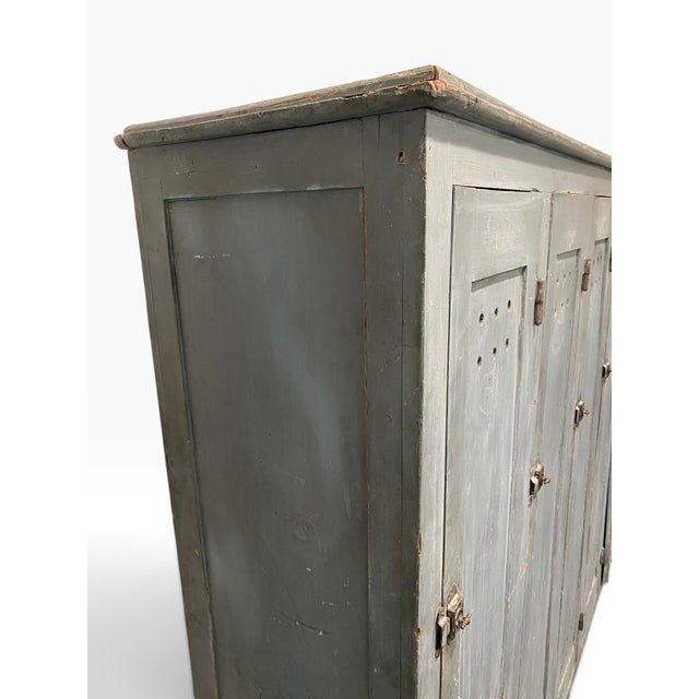 Stone Gray Early 20th Century French Factory Dressing Room Cabinet From Lyon France For Sale - Image 8 of 11