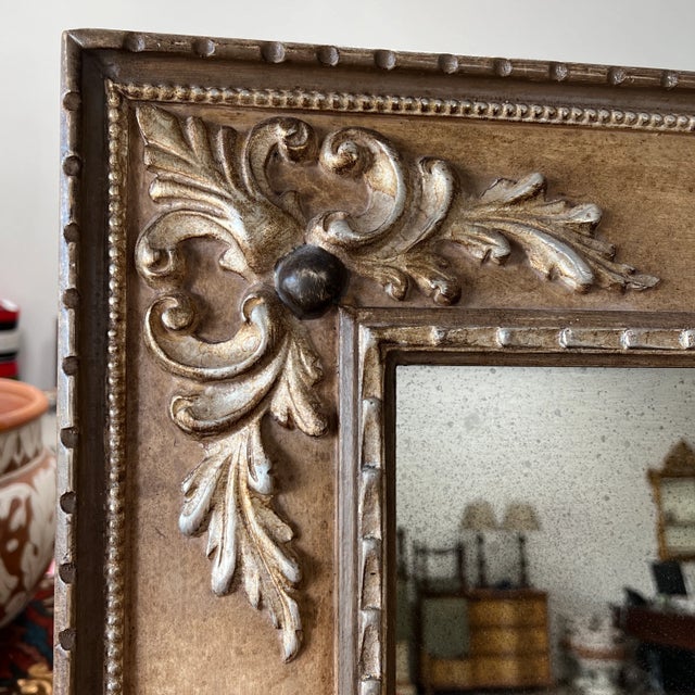 1990s Italian Hand Carved & Hand Painted Mirror For Sale - Image 4 of 10