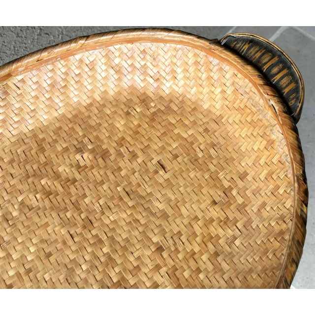 Whimsical Circa 1970 Chinese Knob Goose Head Rattan Lacquered Tray For Sale - Image 15 of 18