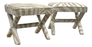 Pair of Billy Baldwin Inspired X Base Footstools