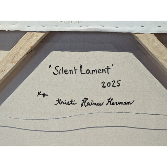 Contemporary Kristi Haines Herman “Silent Lament” Contemporary Gestural Blue, Brown, & Tan Abstract Painting, 2025 For Sale - Image 3 of 11