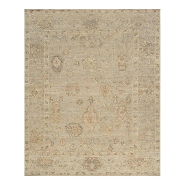 Oushak Wool Blue Area Rug, 12' 2'' X 14'10'' For Sale