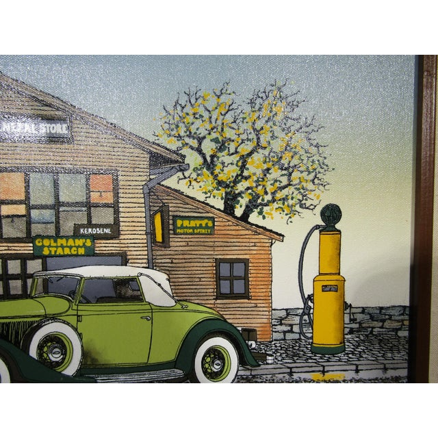 H. Hargrove Serigraph Oil Painting on Canvas Antique Car, General Store, Framed For Sale - Image 4 of 9