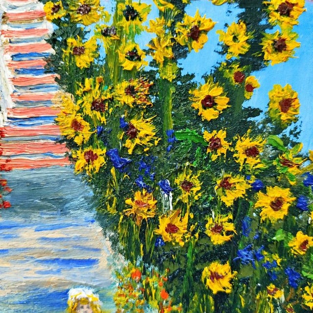 M. Gimenez, Country House with Sunflowers and a Girl, Oil on Canvas, Framed For Sale - Image 5 of 9