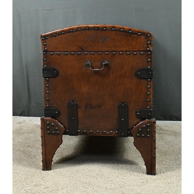 Vintage Studded Leather Trunk, 1950 For Sale - Image 11 of 18