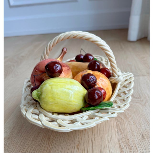 Italian Vintage Ceramiche Di Bassano Italian Majolica Reticulated Fruit Basket For Sale - Image 3 of 9