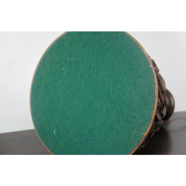 Early 20th C. Antique Victorian Inspired Fruit & Nut Carved Mahogany Table Lamp For Sale - Image 10 of 13