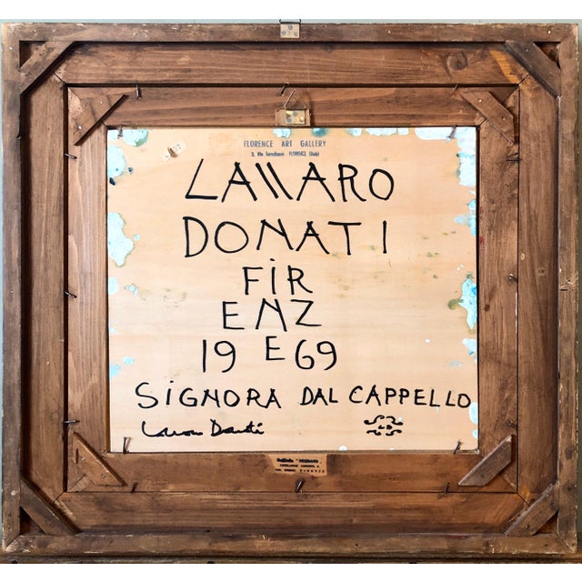 Lazzaro Donati, Italian Modernist Surrealist Lady With a Hat Oil Painting, Signora dal Cappello, 1969 For Sale - Image 10 of 12