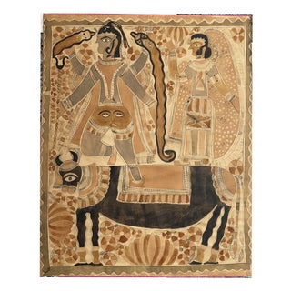 Madhubani Jitwarpur Indian Artist, Figurative Scene, Drawing with Natural Pigments, 1970s For Sale