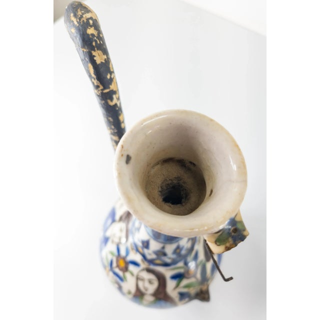 19th Century Ottoman Persian Iznik Style Ewer Pitcher With Losses For Sale - Image 9 of 13