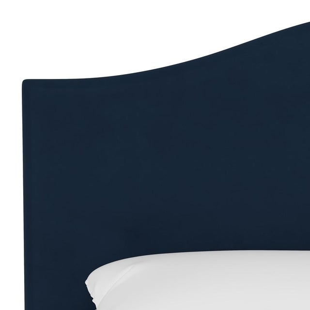Twin Camelback Headboard in Velvet Ink For Sale - Image 4 of 6